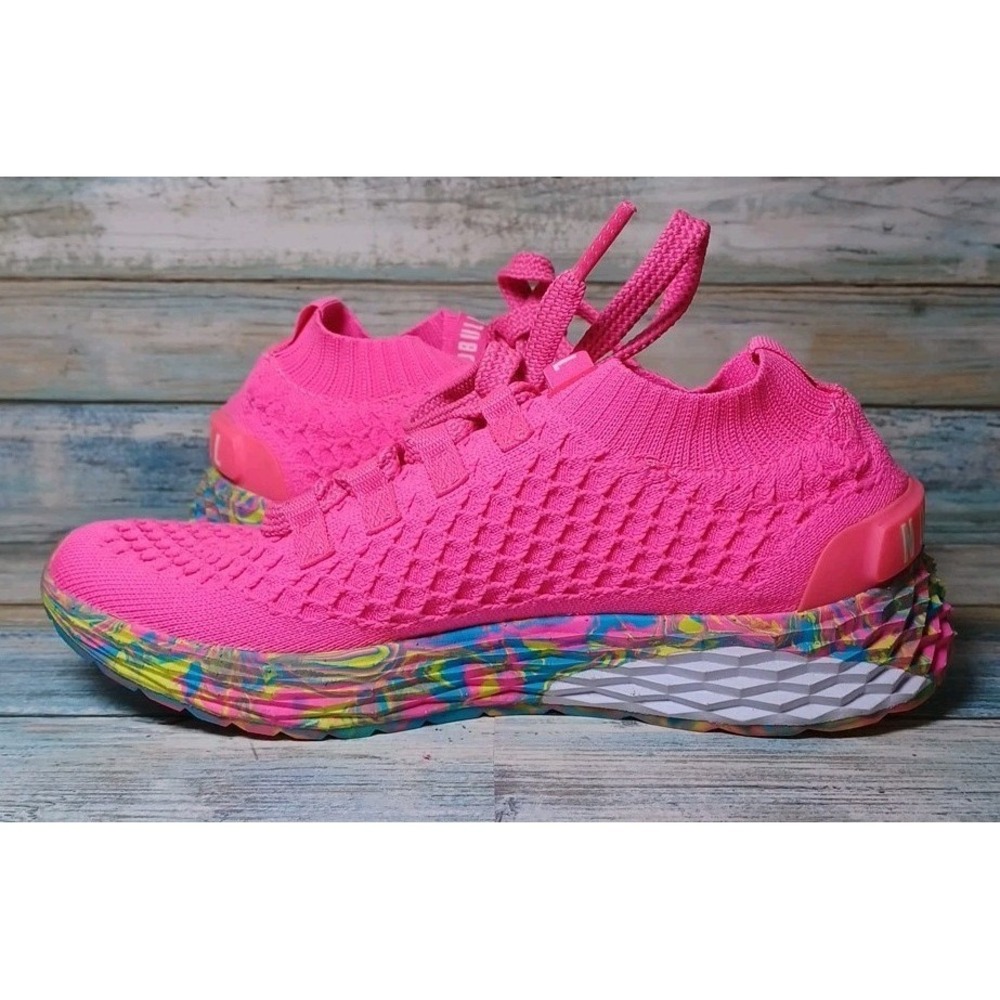 No Bull Allday Knit Neon Pink Swirl Aspire Sneakers Gym Workout W-6.5 M-5 - Picture 3 of 12